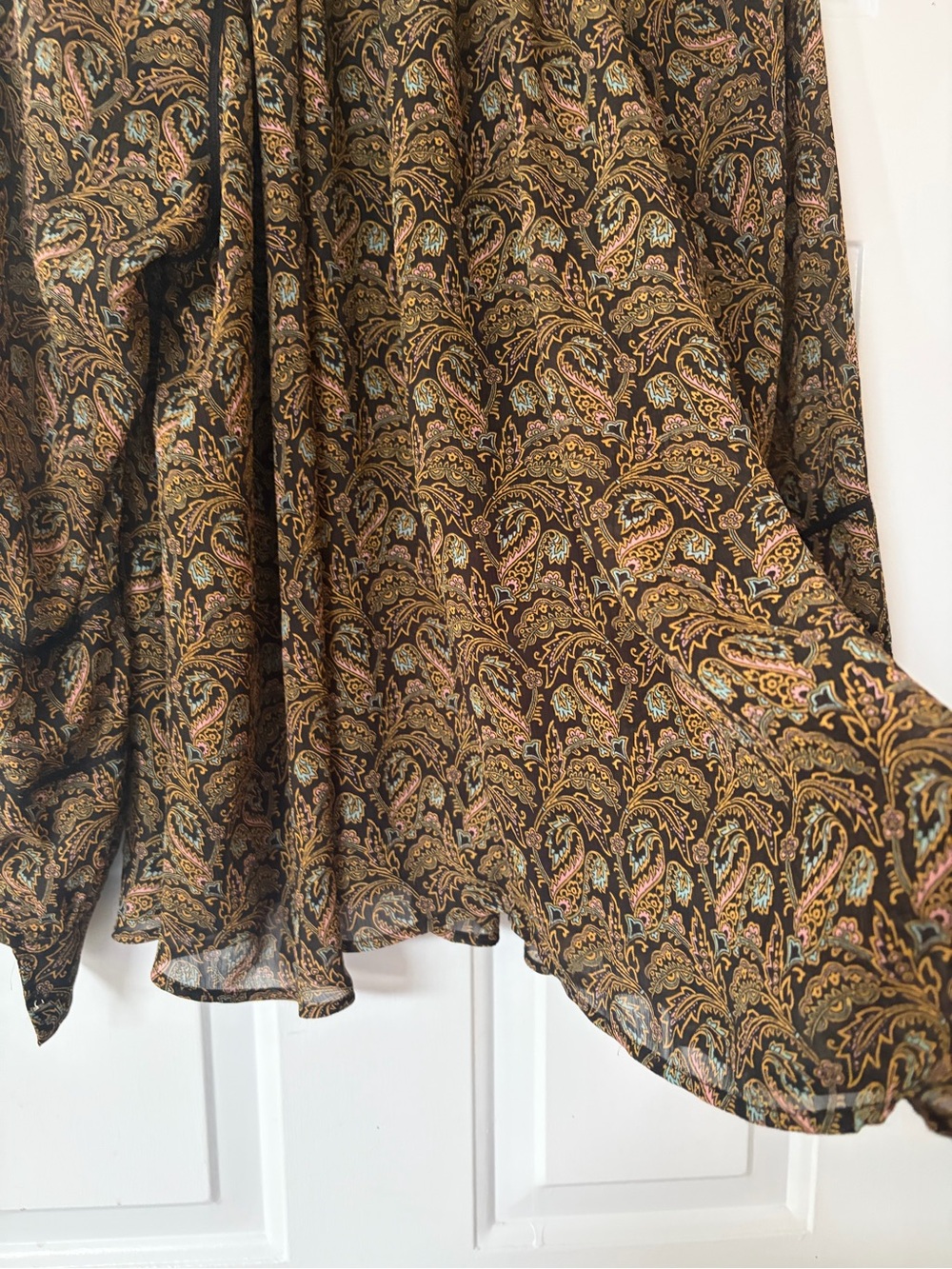 Scotch & Soda Black Paisley Long Sleeve Peasant Blouse Boho Size large. - Picture 10 of 12